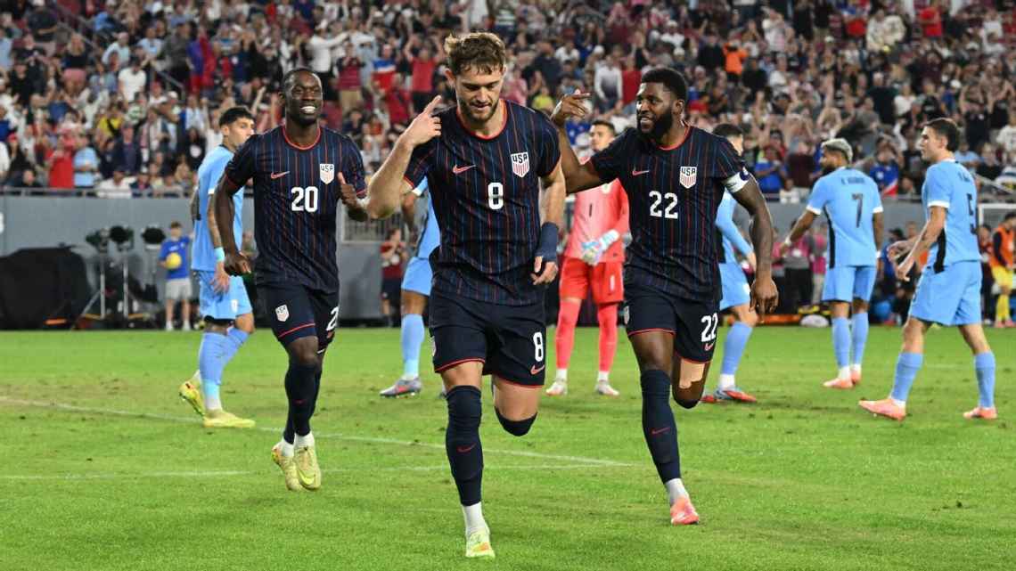 Celebration after a USMNT goal