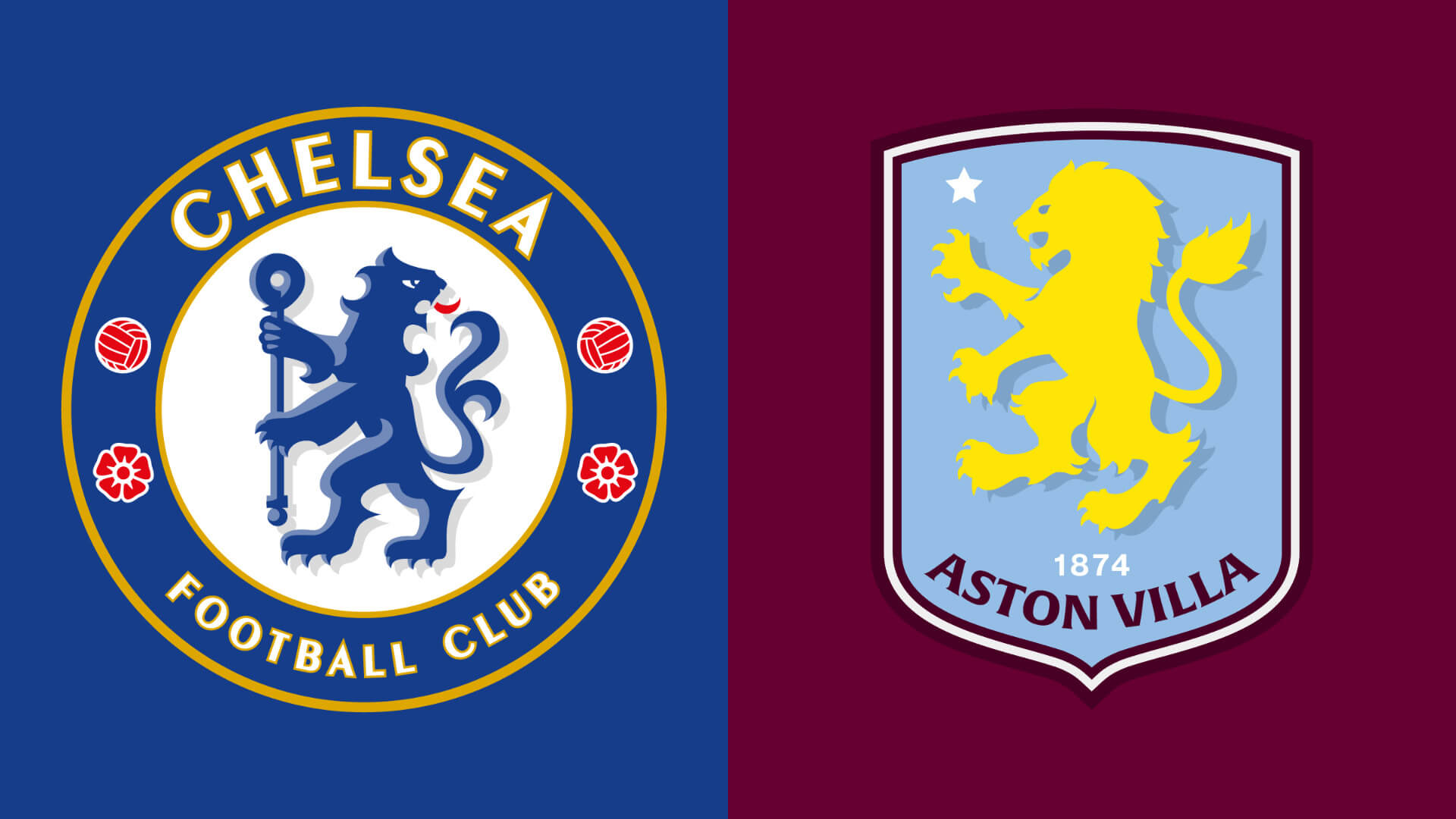 Chelsea FC and Aston Villa club badges for Premier League prediction preview