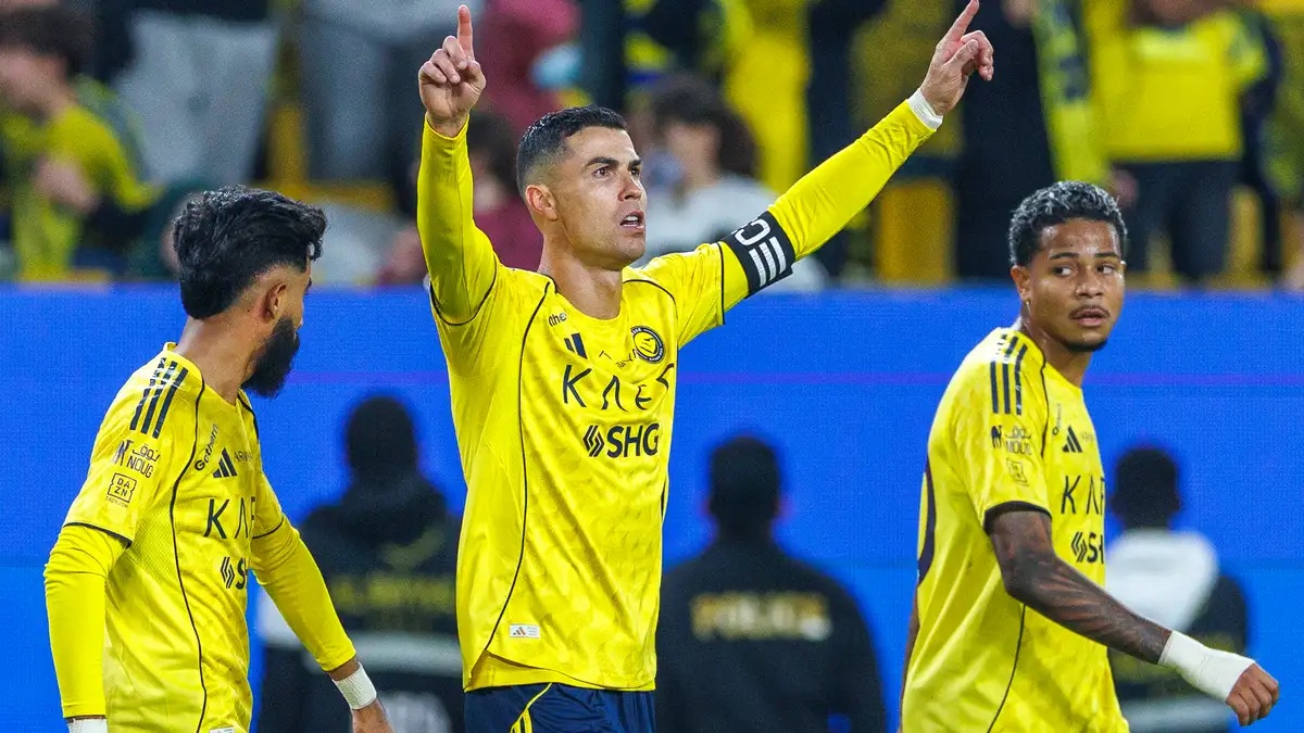 Cristiano Ronaldo celebrates in Al Nassr’s latest win